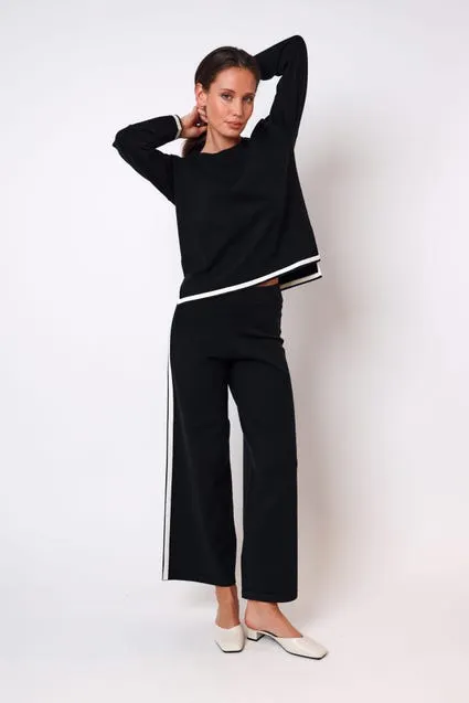 Loungewear trui met contraststreep