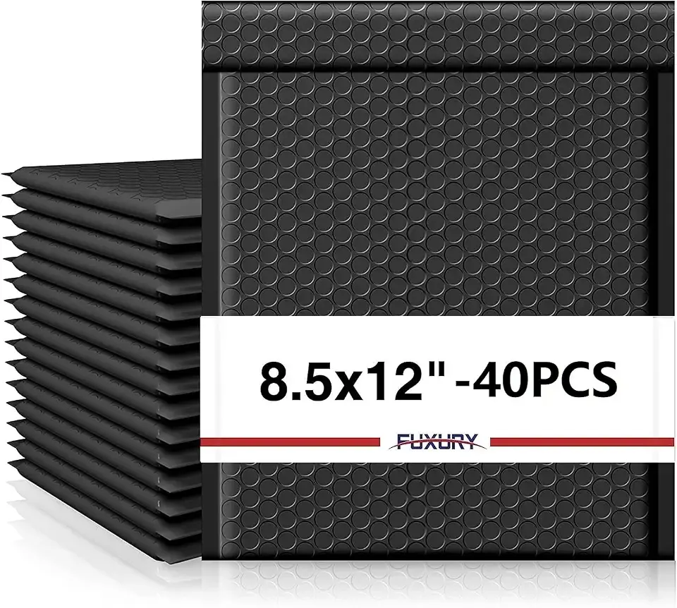 Fuxury Black Bubble Mailers 8.5x12" Padded Envelopes 40 Pack #2