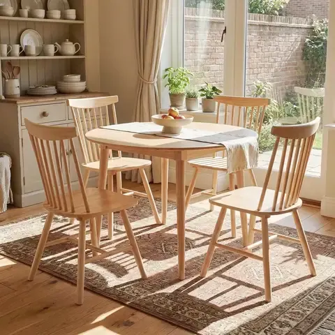 Juego de comedor Victoria 4 Sillas Mesa Redonda 106x106x75 cm Madera