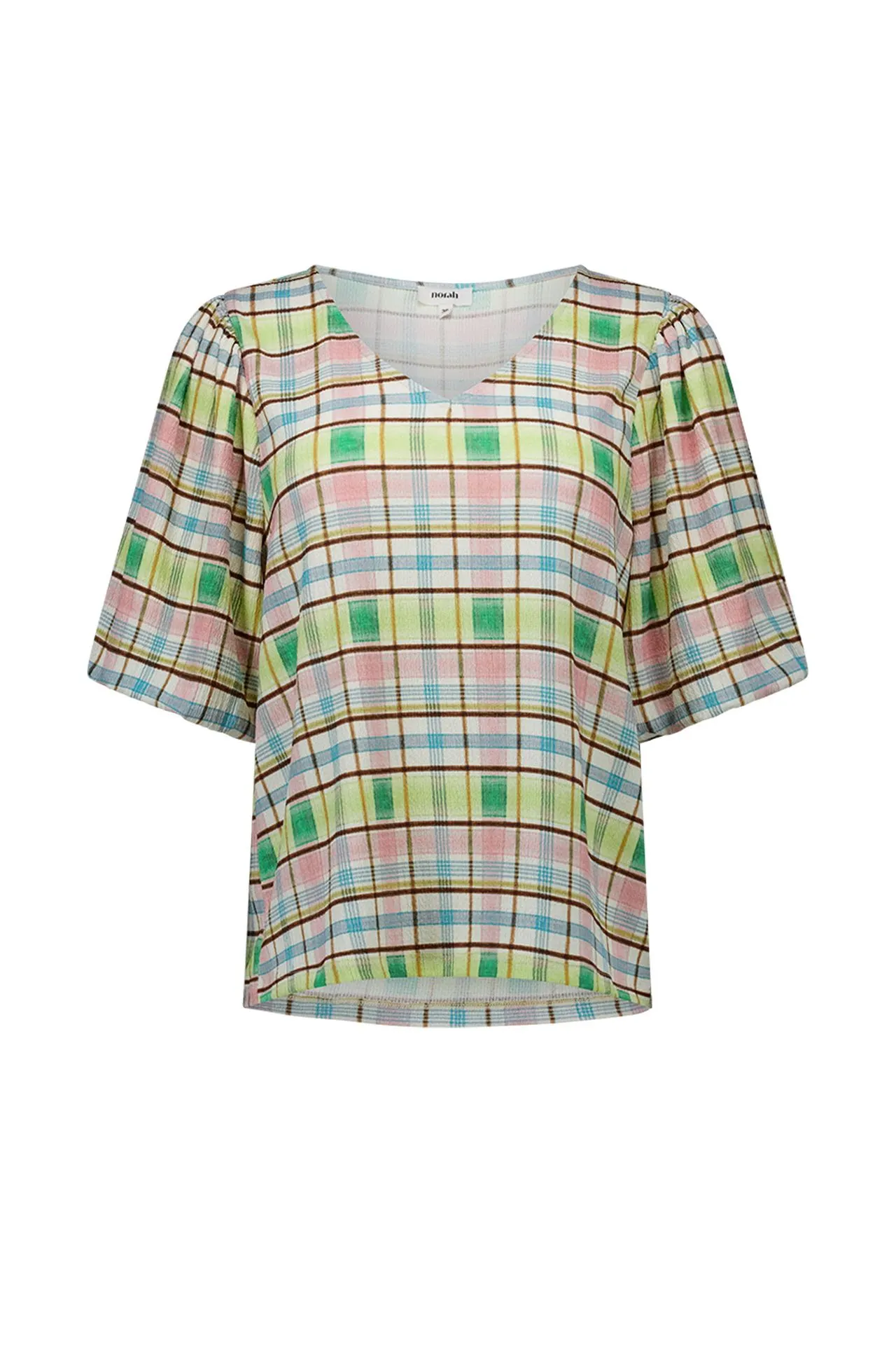 Geruit shirt met pofmouwen