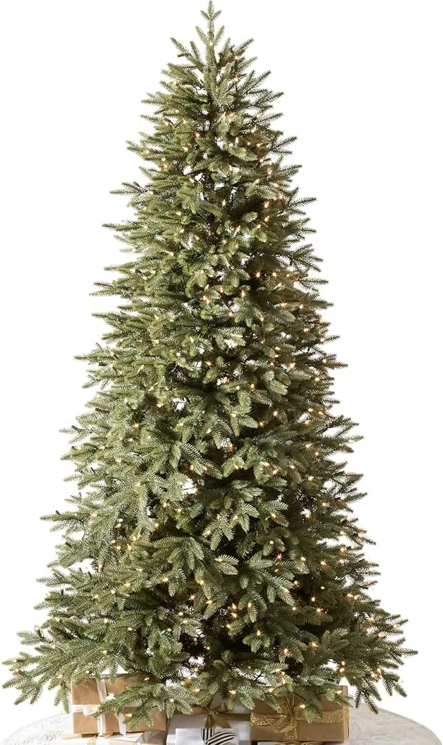 Balsam Hill Stratford Spruce - Slim Artificial Christmas Tree with True Needle Foliage & Premium Stand for Small Spaces, Clear LED, 6ft 6in