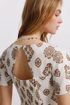 Vestido lino camisero estampado