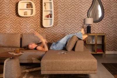 Bank Shelly Cinnamon links Chaise Longue