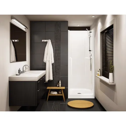 Biarritz 32L x 32W x 73H in. 2-in-1 Shower Kit - Shower Stall with Centre Drain Shower Base and Shower Wall Surround (No Door)