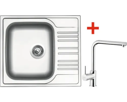 Nerezový dřez s baterií STAR 580 510 x 580 mm + baterie ELKA N32