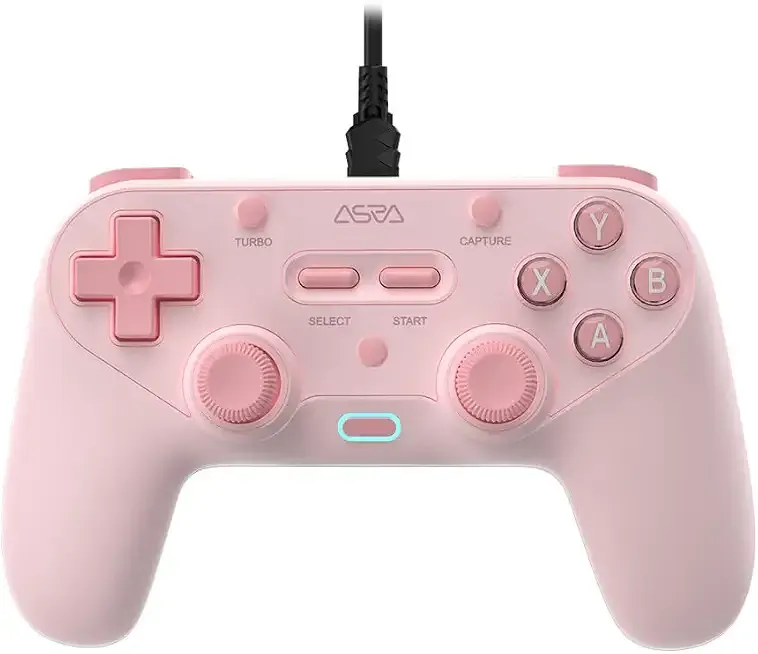 ASRVA Wired Gaming Controller for PC/PS3/Steam, USB Gamepad Joystick with Dual Vibration & Turbo, Ergonomic for Windows 11/10/8/7 Laptop – Light Pink