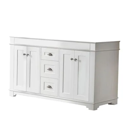 Charlotte 60-inch W 3-Drawer 4-Door Freestanding Vanity in White