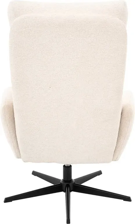 Amina hvilestol m/sving, vipp og pall Tekstil Boogie 3661 cream, svart metall understell