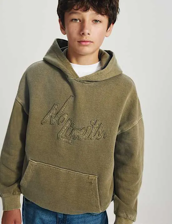 Hoodie aus reiner Baumwolle mit Stickerei und Grafik (6–16 Jahre)