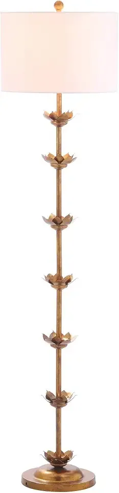 Safavieh FLL4003A Lighting Collection Landen Leaf 63.5" Antique Gold Floor Lamp, Metal