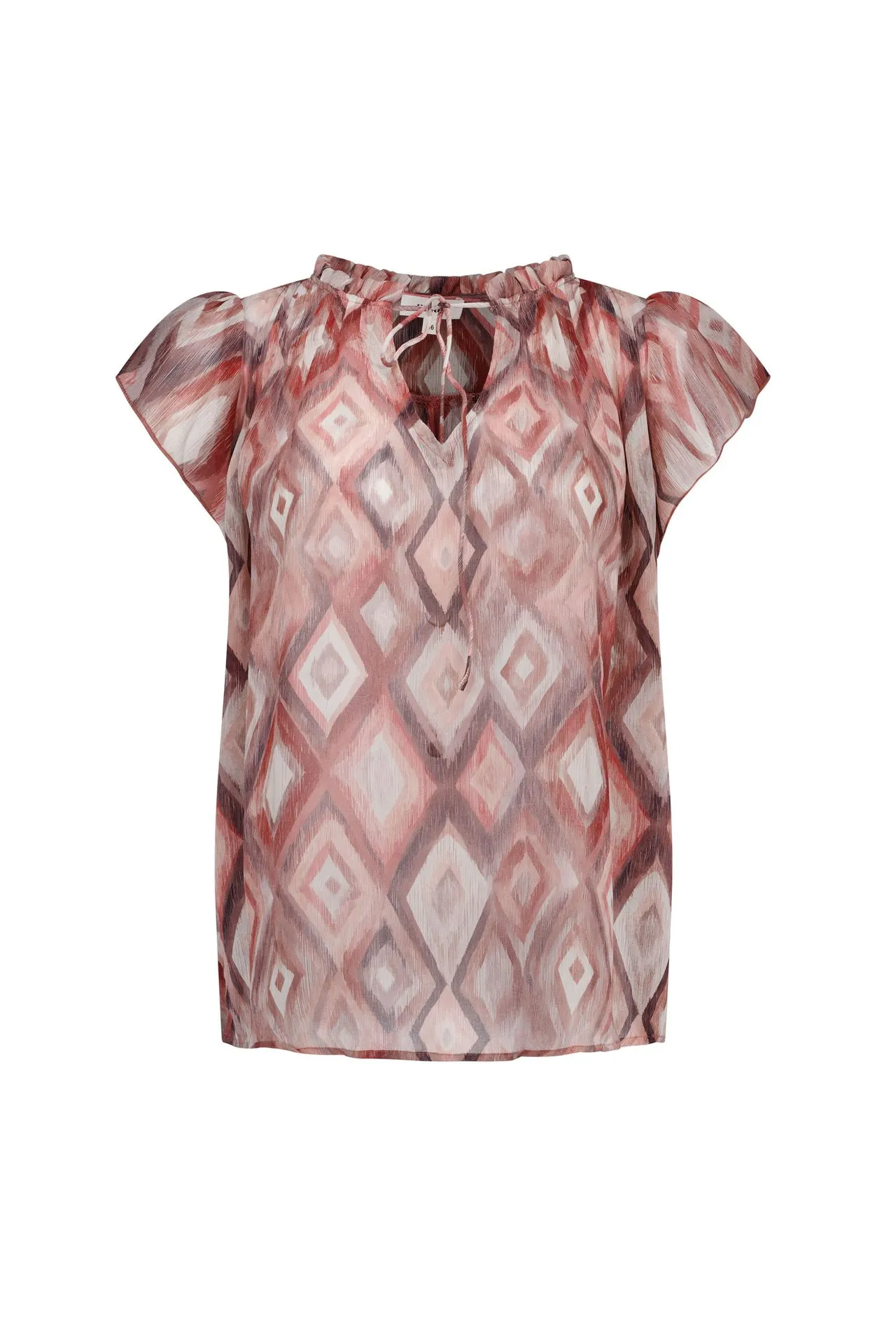 Donkerroze blouse met grafische print