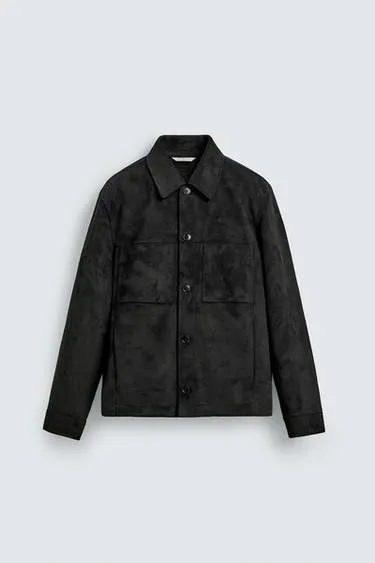 REGULAR FIT FAUX SUEDE OVERSHIRT