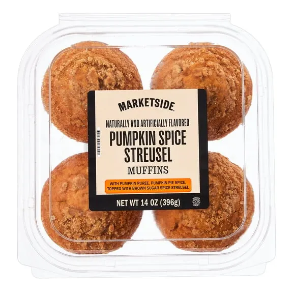 Rollback Marketside Moist Pumpkin Spice Streusel Muffins, 14 oz Tray, 4 Count $3.98 Was $4.46 28.4 ¢/oz