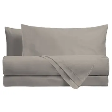 Completo Letto Singolo in Cotone Tinta Unita Tortora 3 pezzi