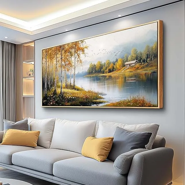 ERQINHUA Canvas Printing Wall Art Large Wall Decor For Living Room Restaurant Forest Landscape Painting Lakeside Watercolour Wall Pictures…