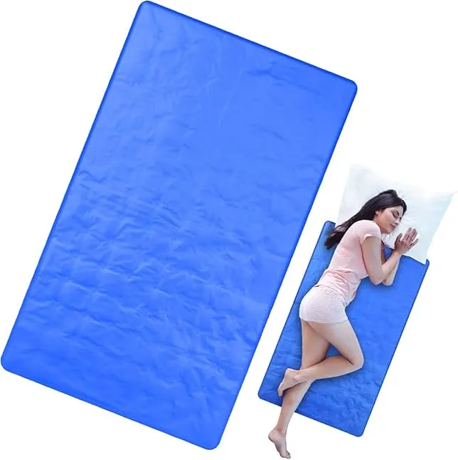 Drydiet Cooling Pad Mat for Sleep Cooling Mattress Pad Gel for Bed, Relieve Pain, Summer Hot Flashes, Adult, Pets, No Water or Electricity Required(Plain,Blue,48 x 28 Inch)