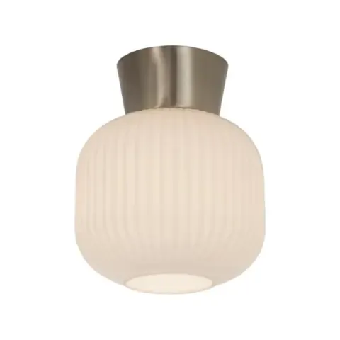 Taklampe vanja hvit/stål plafond e27 glass/metall