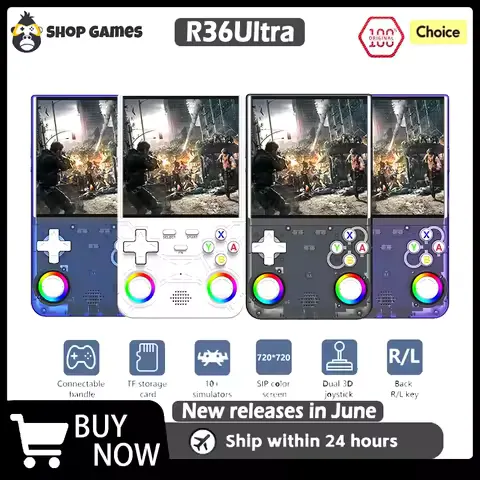 R36 Ultra 2025 Open Source R36S Video Game Console Linux System 4.0 Inch IPS Screen Portable Pocket Video Player 64G best Games