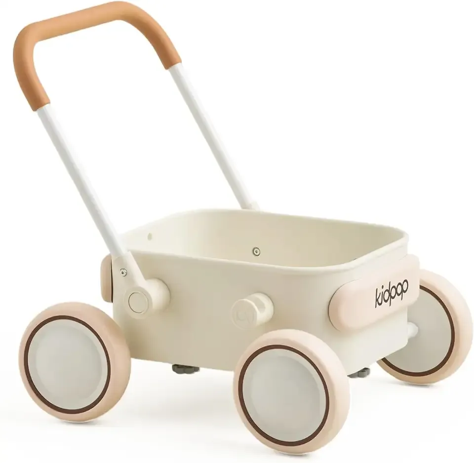 Kidpop PULA 2-in-1 Push and Pull-Along Wagon, Baby Push Walker for First Learner from 7 Month to 4 Year, One Year Birthday Gifts, Sturdy and Safe, Indoors and Outdoors (White)