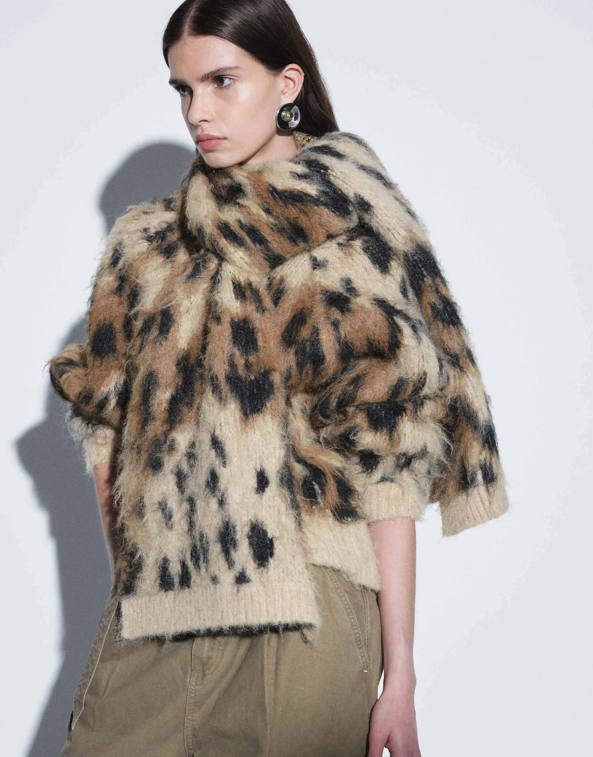 ASOS DESIGN brushed knit scarf in leopard print