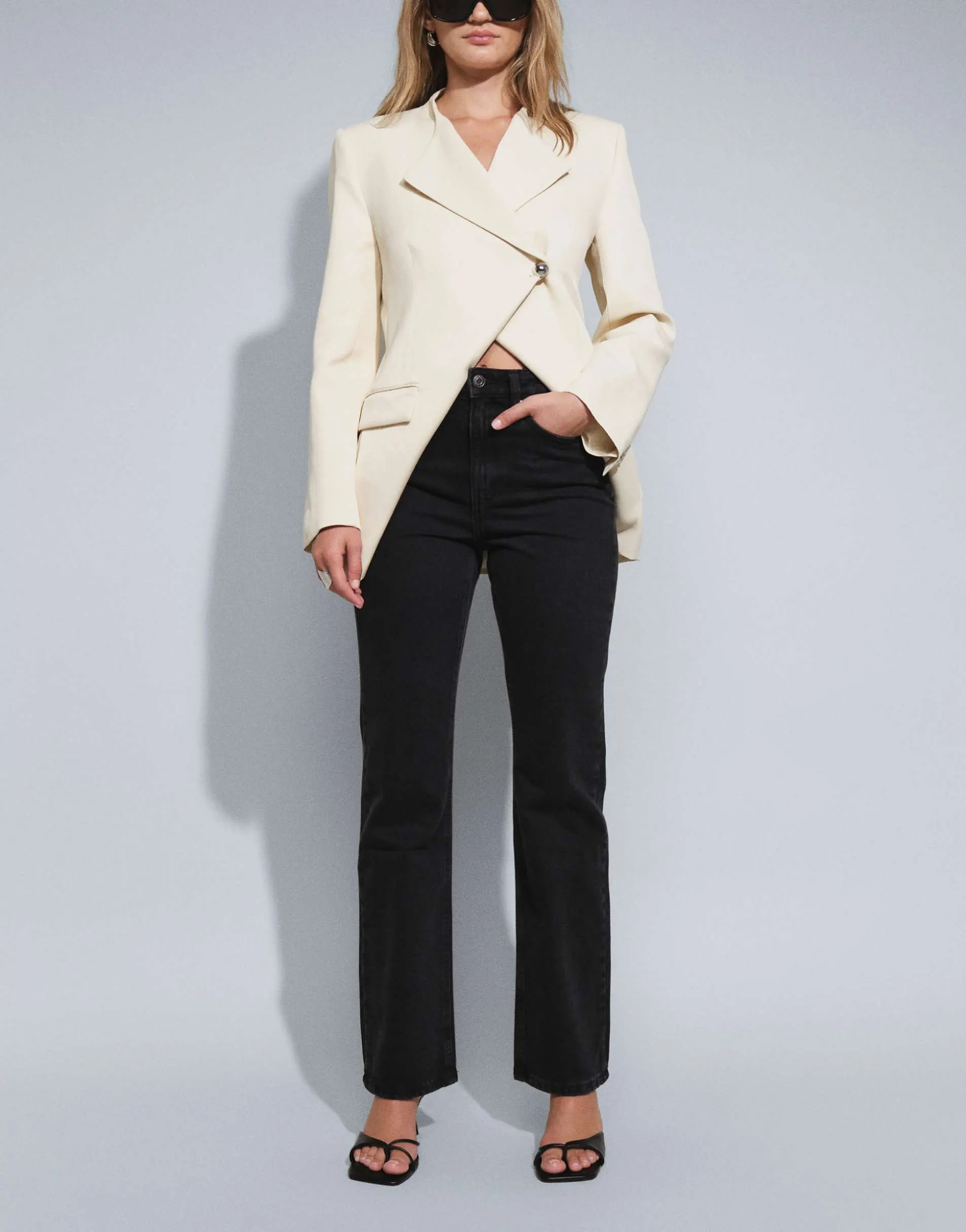 Mango Matilda straight leg jeans in black