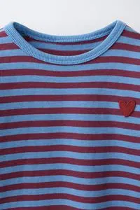 STRIPED HEART EMBROIDERY T-SHIRT