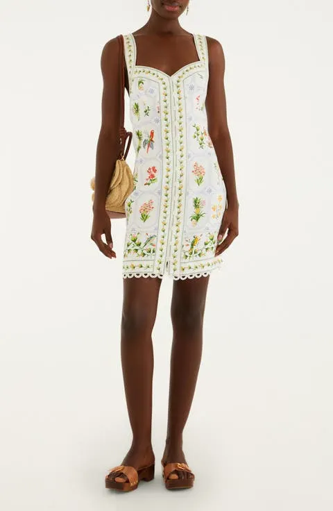 Tropical Porcelain Linen Minidress