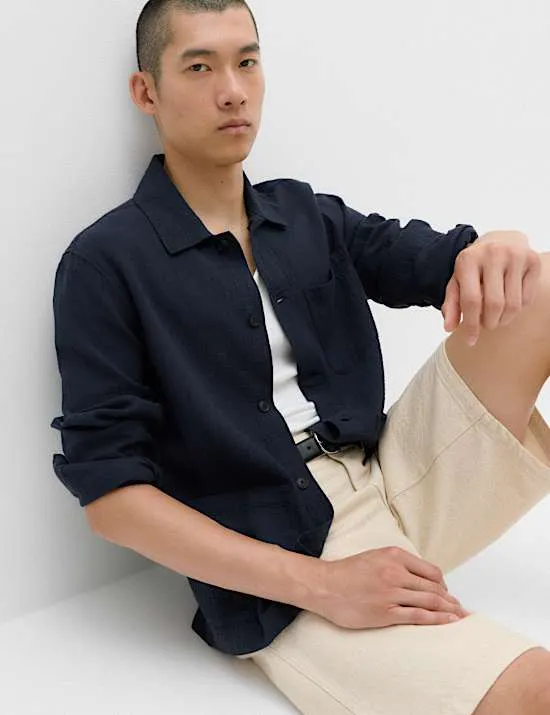 Doppellagiges Overshirt aus reiner Baumwolle