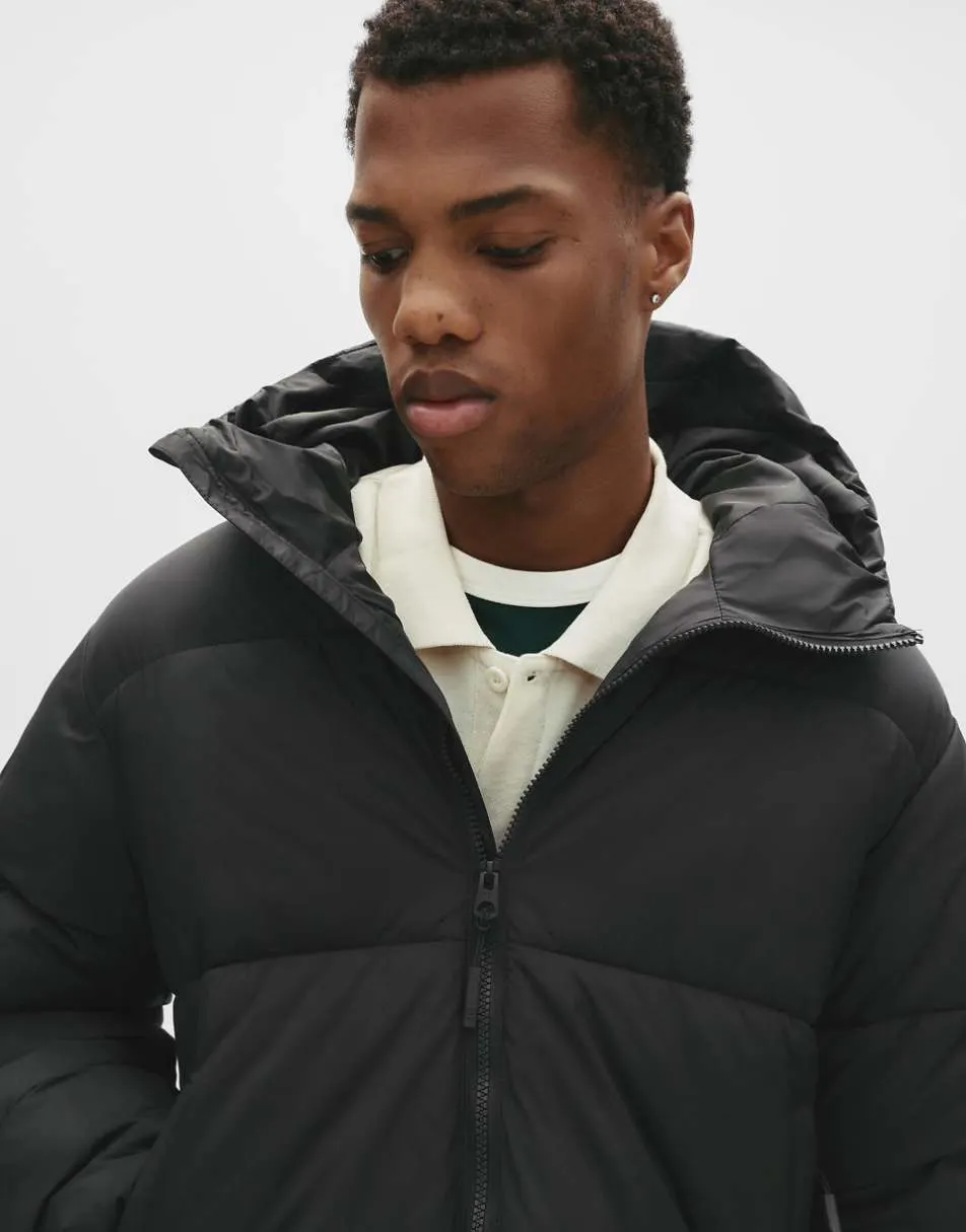 Pull&Bear Puffer jacket with hood in black