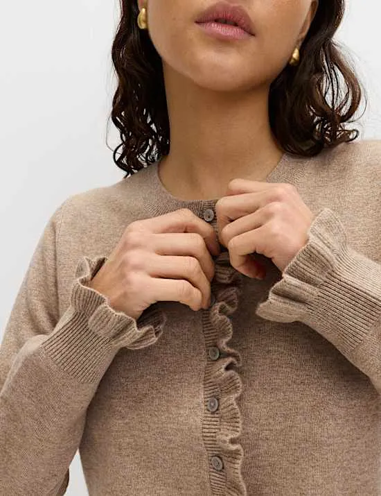 Air-Yarn Ruffle Slim Fit Cardigan