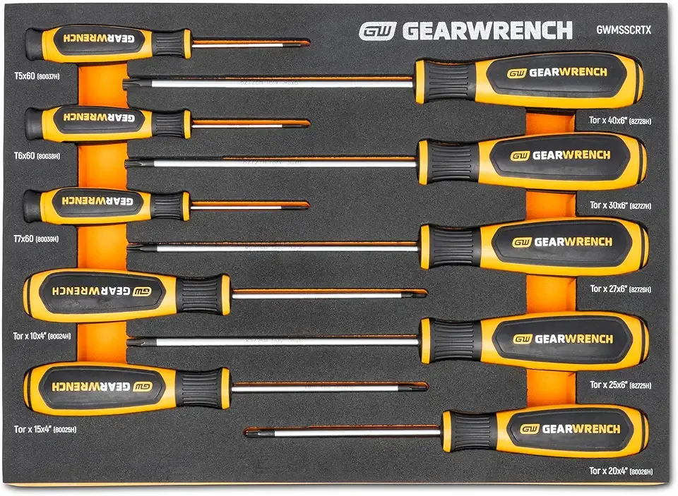 GEARWRENCH 10 Piece Torx Dual Material Screwdriver Set in Foam Storage Tray - GWMSSCRTX