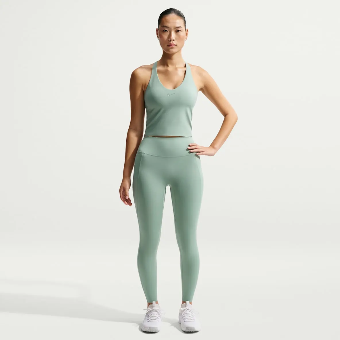 Leggings i 7/8 lengde med høyt liv uten søm foran til dame
