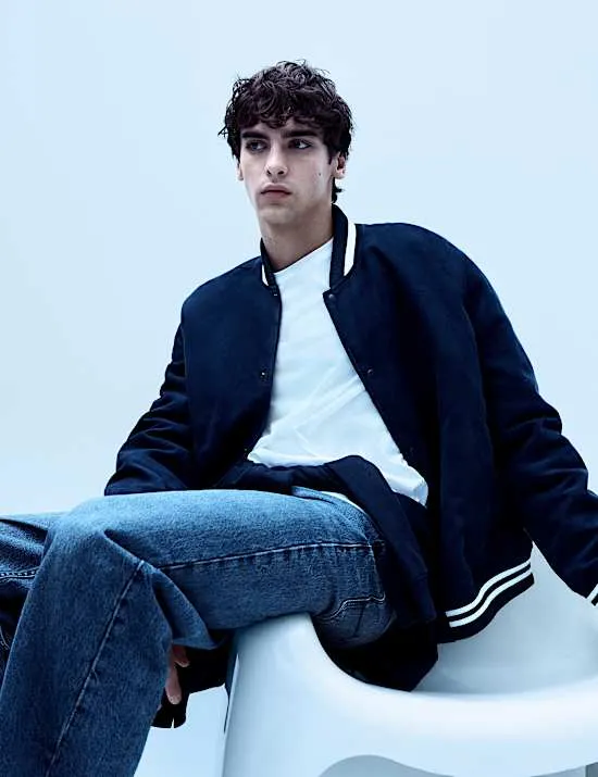 Gefütterte Bomberjacke in Wildlederoptik