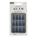Uñas Postizas Glam Couture Coffin Matte Black Medium CALA X24 Piezas