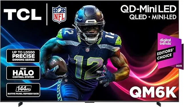 TCL 98 Inch Class QM6K Series | Mini LED QLED 4K HDR | 98QM6K, 2025 Model | 120HZ-144HZ High Brightness Smart Google TV Dolby Atmos Onkyo Audio | Voice Remote Alexa Ga…