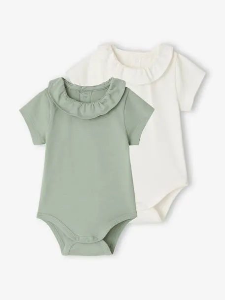 Lot de 2 bodies bébé naissance col fantaisie manches...