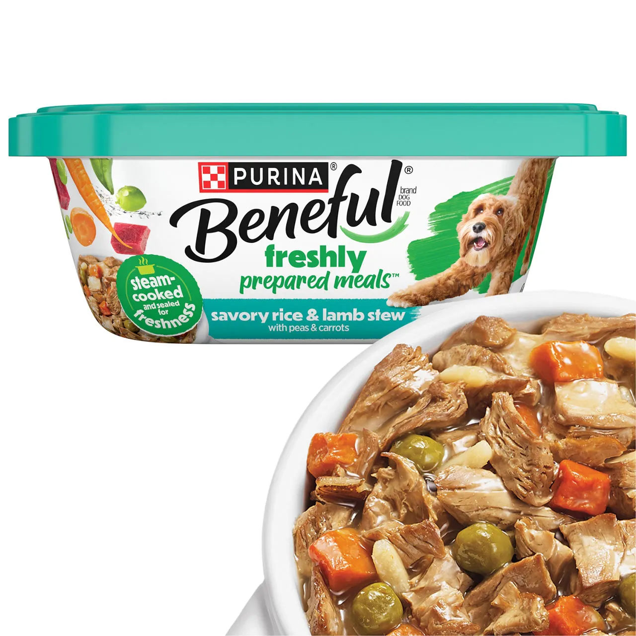 Purina Beneful Wet Dog Food Freshly Prepared Meals Savory Rice and Lamb Stew with Peas and Carrots