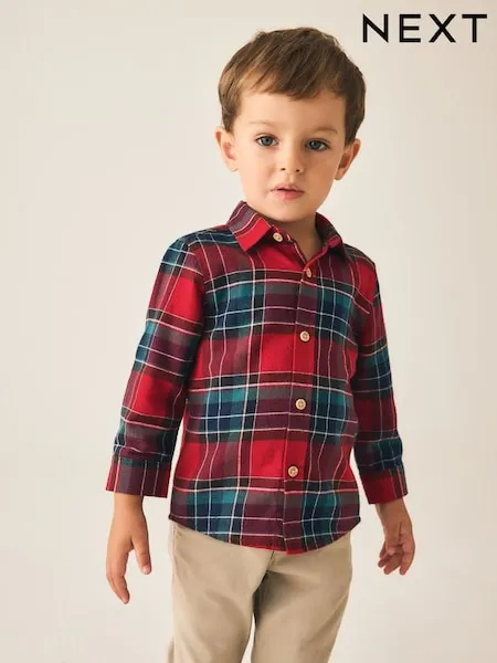 Red Long Sleeve Tartan Check Shirt (3mths-10yrs)