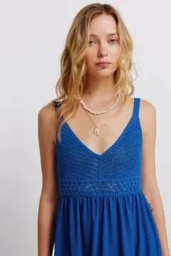 Vestido midi tirantes crochet