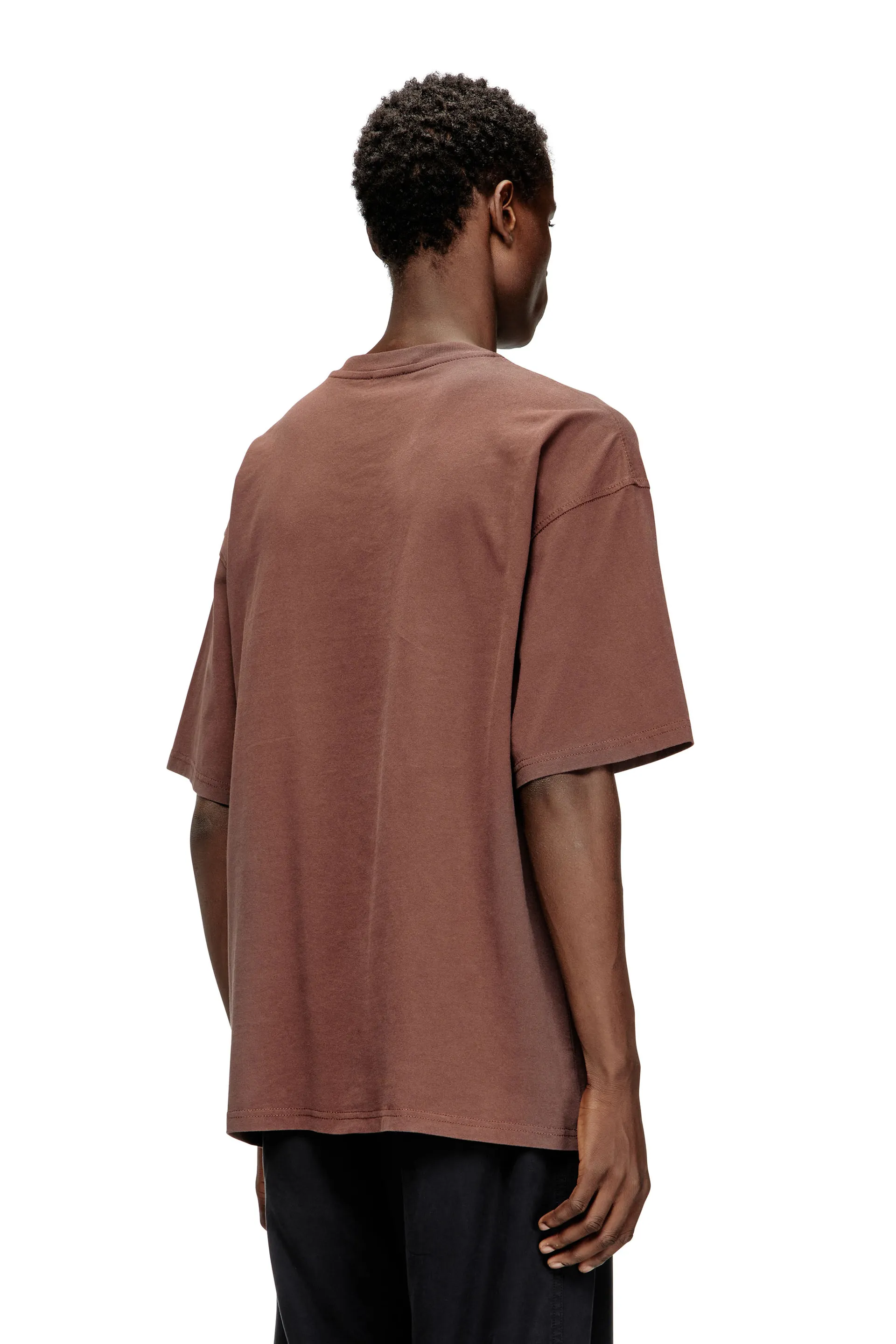 T-shirt with distressed flocked logo