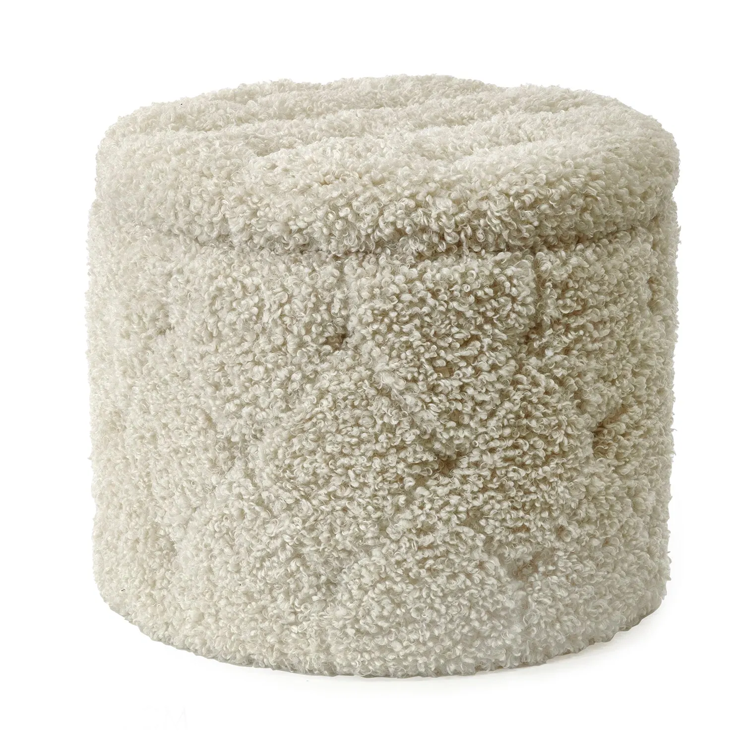 Pouf Contenitore in tessuto Teddy Crema