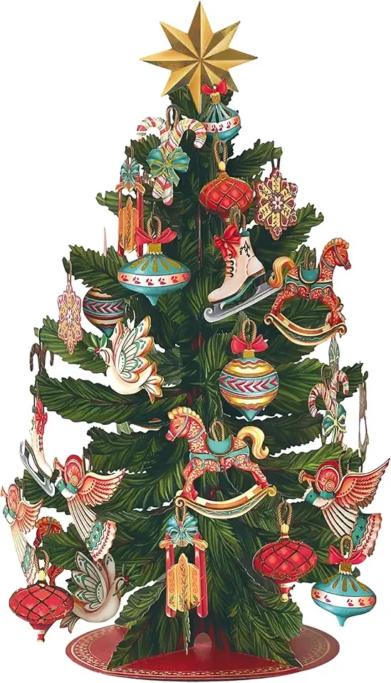 Freshcut Paper Pop Up Cards, Christmas Tree, 15 Inch Life Sized 3D Popup Greeting Card, Christmas Cards, Holiday Card, Thank You Gifts, Blank Notecard & Envelope