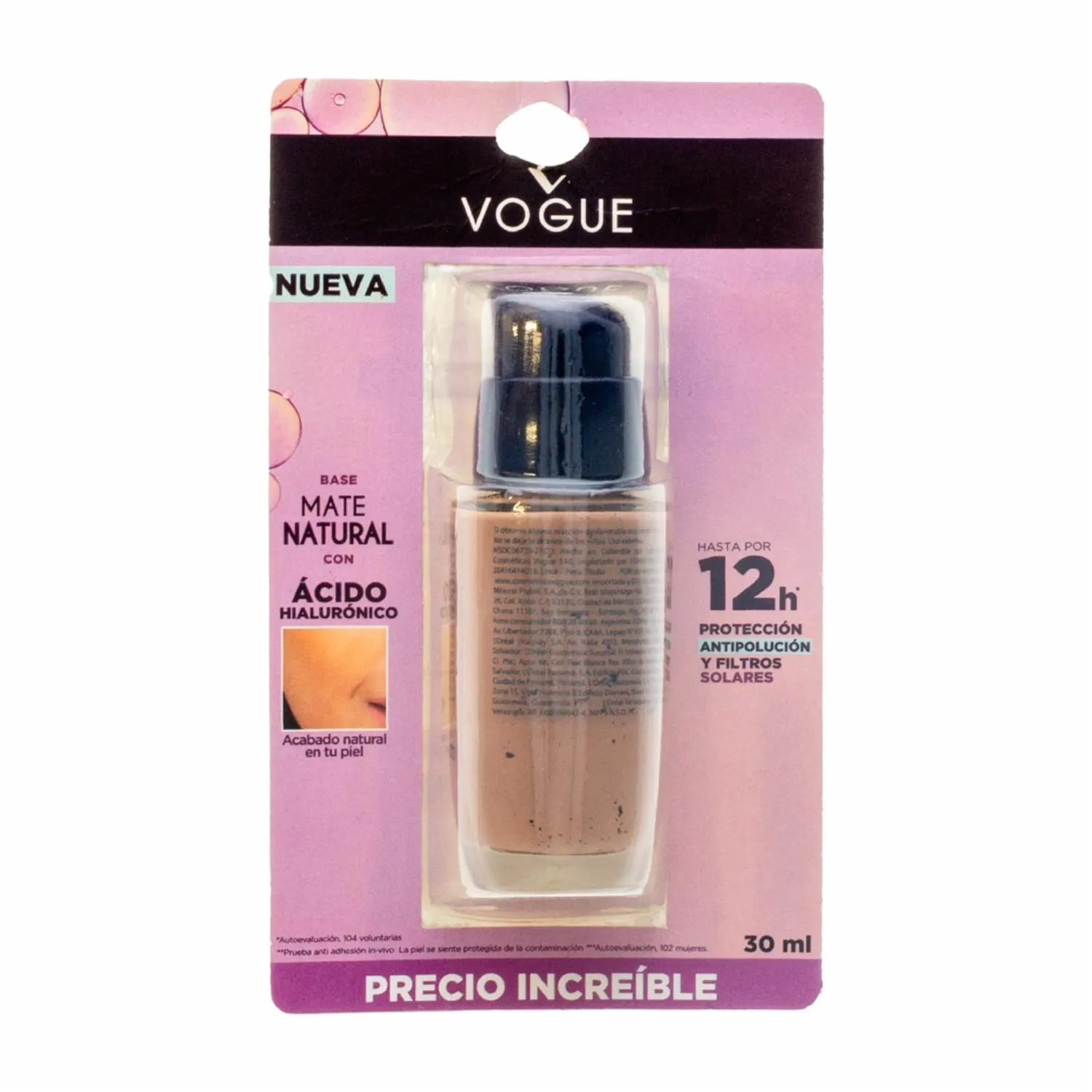 Base De Maquillaje Líquida Mate Natural Con Ácido Hialurónico Arena VOGUE 1 U
