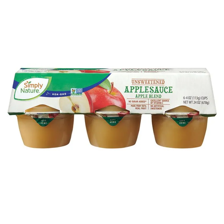 Simply Nature Unsweetened Applesauce Cups, 6 count