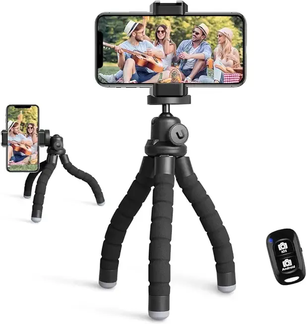 Phone Tripod, Portable and Flexible Tripods with Wireless Remote and Clip, Cell Phone Tripode Stand for Video Recording