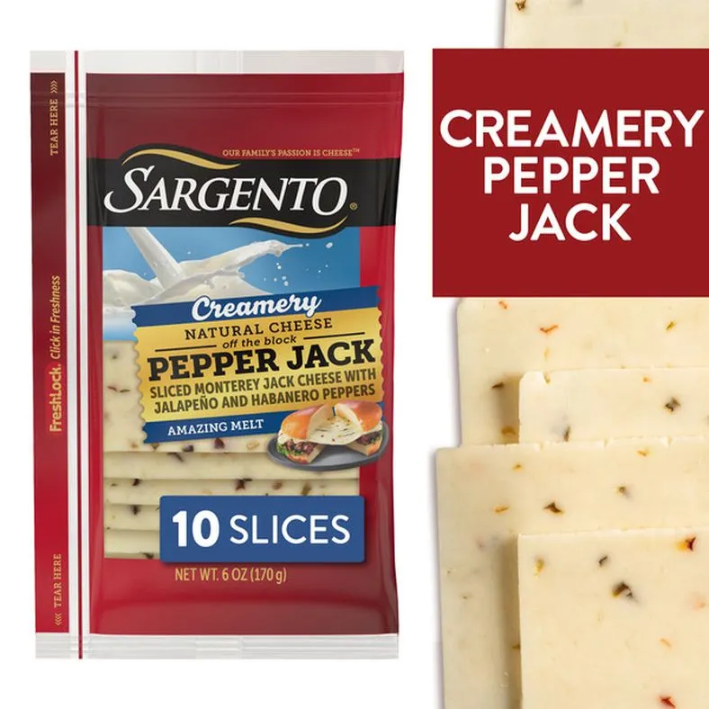 Sargento Creamery Pepper Jack Sliced Cheese, 10 slices