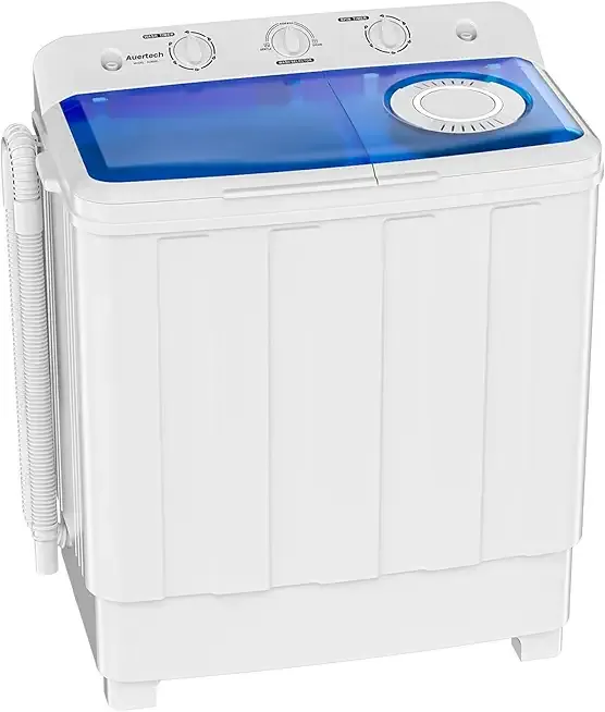 Auertech Portable Washing Machine, 28lbs Twin Tub Washer Mini Compact Laundry Machine with Drain Pump, Semi-automatic 18lbs Washer 10lbs Spinner Combo for Dorms, Apartments, RVs