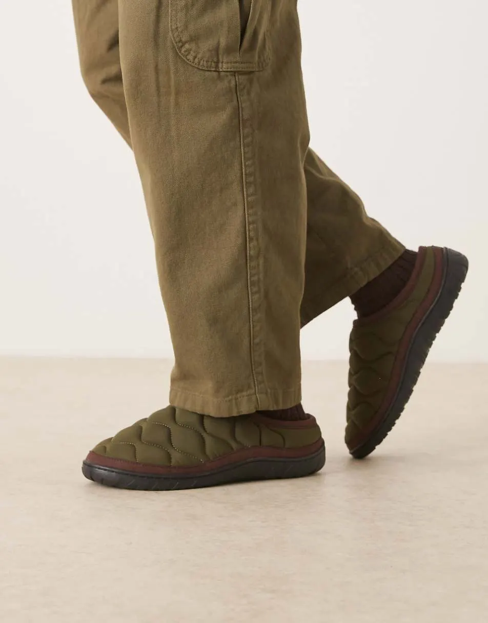 Barbour Outdale slipper in olive green/brown - MGREEN