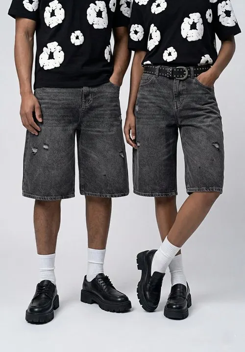 UNISEX - Jeansshorts - grey denim