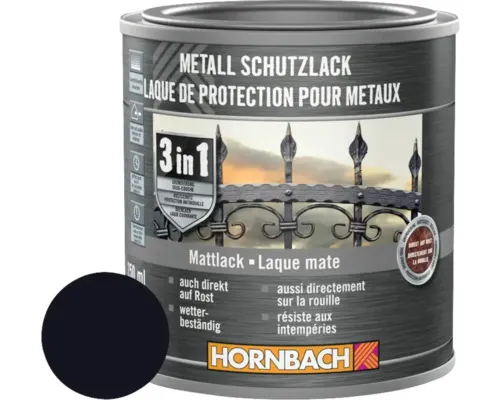 Barva na kov 3v1 HORNBACH černá matná 250 ml